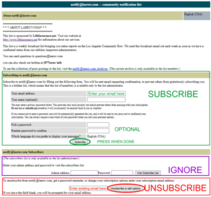 Click to enlarge example LA Eruv Subscription screen.
